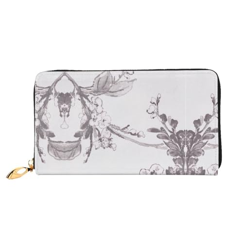 WYYDPPLK Lange Clutch-Geldbörse aus Leder mit Eistüten-Druck, doppelseitig, langlebig mit überlegener Speicherkapazität, Florales Graphit., Einheitsgröße von WYYDPPLK