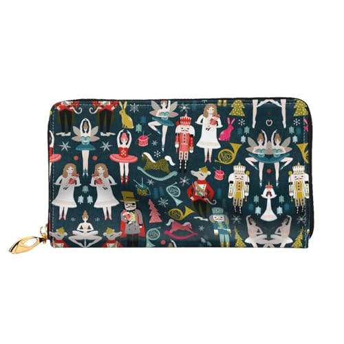 WYYDPPLK Lange Clutch-Geldbörse aus Leder mit Kaktus-Blumenmuster und Blütendruck – Volldruck, doppelseitig, langlebig mit überlegener Speicherkapazität, Damen Nussknacker Ballett Xmas Dance, von WYYDPPLK