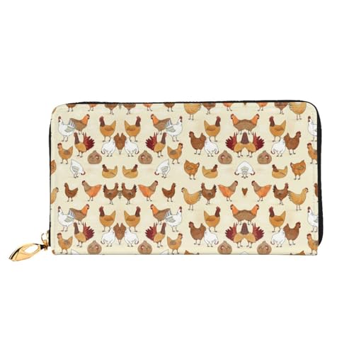 WYYDPPLK Lange Clutch-Geldbörse aus Leder mit Kaktus-Blumenmuster und Blütendruck – Volldruck, doppelseitig, langlebig mit überlegener Speicherkapazität, Ein Hühnerbrute, Einheitsgröße von WYYDPPLK