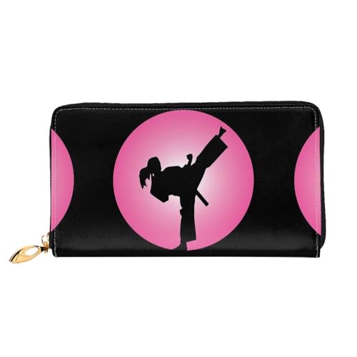 WYYDPPLK Lange Clutch-Geldbörse aus Leder mit Kaktus-Blumenmuster und Blütendruck – Volldruck, doppelseitig, langlebig mit überlegener Speicherkapazität, Taekwondo-Design., Einheitsgröße von WYYDPPLK