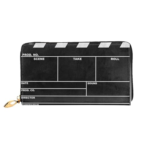 WYYDPPLK Lange Clutch-Geldbörse aus Leder mit Rautenmuster, durchgehender Druck, doppelseitig, langlebig mit überlegener Speicherkapazität, Klassische Film-Klapboard, Schwarz, Einheitsgröße von WYYDPPLK