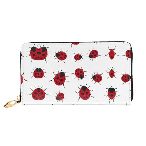 WYYDPPLK Lange Clutch-Geldbörse aus Leder mit Rautenmuster, durchgehender Druck, doppelseitig, langlebig mit überlegener Speicherkapazität, marienkäfer, Einheitsgröße von WYYDPPLK