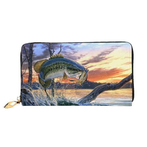 WYYDPPLK Lange Clutch-Geldbörse aus Leder mit farbigem Marmor-Aufdruck, durchgehend, doppelseitig, langlebig mit überlegener Speicherkapazität, Großer Fisch, Einheitsgröße von WYYDPPLK