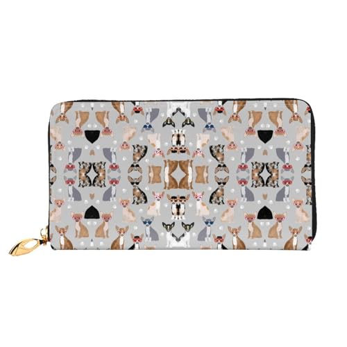 WYYDPPLK Lange Clutch-Geldbörse aus Leder mit farbigem Marmor-Aufdruck, durchgehend, doppelseitig, langlebig mit überlegener Speicherkapazität, Hundebrille, Einheitsgröße von WYYDPPLK