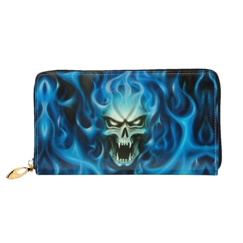 WYYDPPLK Lange Clutch-Geldbörse mit Horror-Geister-Motiv, Leder, mit Totenkopf-Aufdruck, durchgehend, doppelseitig, langlebig mit überlegener Speicherkapazität, Horror Ghost Skull, Einheitsgröße von WYYDPPLK