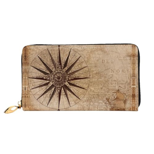 WYYDPPLK Lange Clutch-Geldbörse mit Horror-Geister-Motiv, Leder, mit Totenkopf-Aufdruck, durchgehend, doppelseitig, langlebig mit überlegener Speicherkapazität, Kompasskarte, Einheitsgröße von WYYDPPLK