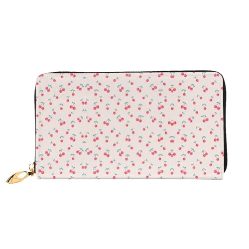 WYYDPPLK Lange Clutch aus Leder mit Flugzeug und Flying Print – Volldruck, doppelseitig, langlebig mit überlegener Speicherkapazität, Süße rote Kirsche., Einheitsgröße von WYYDPPLK