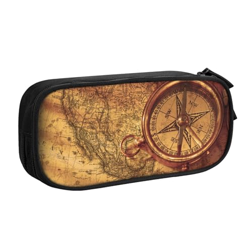 WYYDPPLK Law of the Compass Navigation Pencase with Full-Print Design - Durable Oxford Cloth Pencil Case for School, Office & Travel - Multi Pocket Storage Bag for Pens, Makeup & Accessories, Schwarz von WYYDPPLK