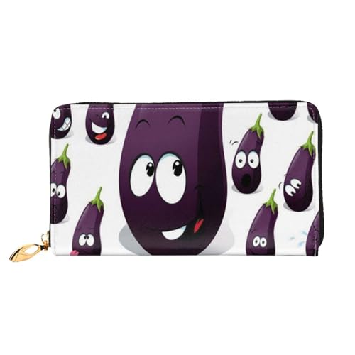 WYYDPPLK Lila Schmetterling Print Deluxe Leder lange Clutch Geldbörse - Volldruck, doppelseitig, langlebig mit überlegener Speicherkapazität, Cartoon Aubergine, Einheitsgröße von WYYDPPLK