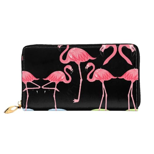 WYYDPPLK Lila Schmetterling Print Deluxe Leder lange Clutch Geldbörse - Volldruck, doppelseitig, langlebig mit überlegener Speicherkapazität, Vier Flamingos, Einheitsgröße von WYYDPPLK