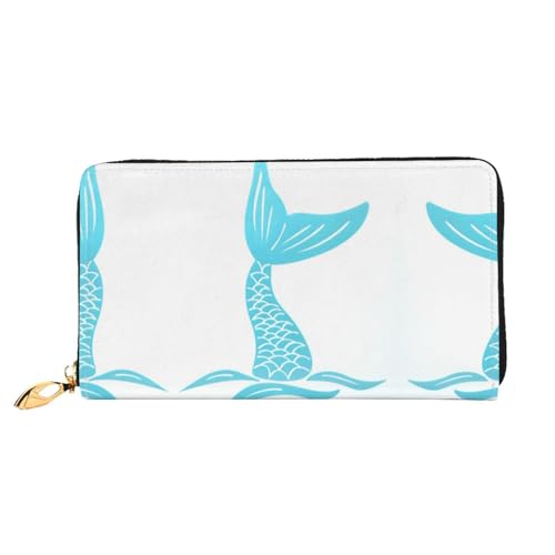 WYYDPPLK Lila Schmetterling und Blumendruck Deluxe Leder lange Clutch Geldbörse - Volldruck, doppelseitig, langlebig mit überlegener Speicherkapazität, Meerjungfrauenschwanz, Einheitsgröße von WYYDPPLK