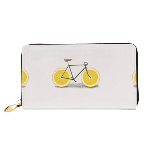 WYYDPPLK Lila Schmetterling und Blumendruck Deluxe Leder lange Clutch Geldbörse - Volldruck, doppelseitig, langlebig mit überlegener Speicherkapazität, Orange Fahrrad, Einheitsgröße von WYYDPPLK