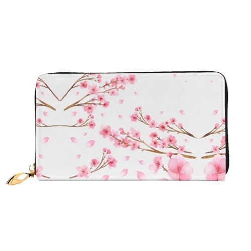 WYYDPPLK Lila Schmetterling und Blumendruck Deluxe Leder lange Clutch Geldbörse - Volldruck, doppelseitig, langlebig mit überlegener Speicherkapazität, Plum Blossom, Einheitsgröße von WYYDPPLK