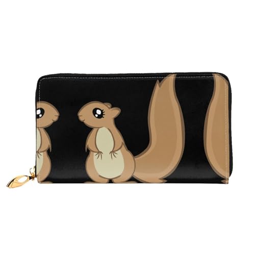 WYYDPPLK Llama in A Scarf Print Deluxe Leder Lange Clutch Wallet - Volldruck, doppelseitig, langlebig mit überlegener Speicherkapazität, Cartoon-Eichhörnchen., Einheitsgröße von WYYDPPLK