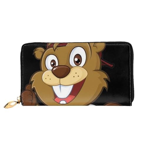 WYYDPPLK Llama in A Scarf Print Deluxe Leder Lange Clutch Wallet - Volldruck, doppelseitig, langlebig mit überlegener Speicherkapazität, Frecher Biber, Einheitsgröße von WYYDPPLK