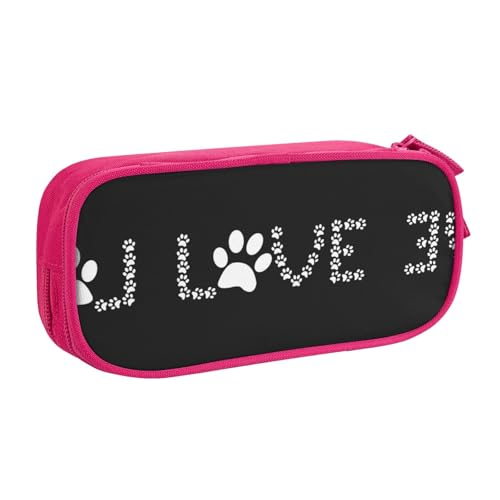 WYYDPPLK Lover Dog Claw Pencase with Full-Print Design - Durable Oxford Cloth Pencil Case for School, Office & Travel - Multi Pocket Storage Bag for Pens, Makeup & Accessories, rose, Einheitsgröße von WYYDPPLK