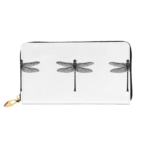 WYYDPPLK Luxuriöse Clutch-Geldbörse mit griechischem Flaggen-Druck, Leder, lang, durchgehend, doppelseitig, langlebig mit überlegener Speicherkapazität, libelle, Einheitsgröße von WYYDPPLK