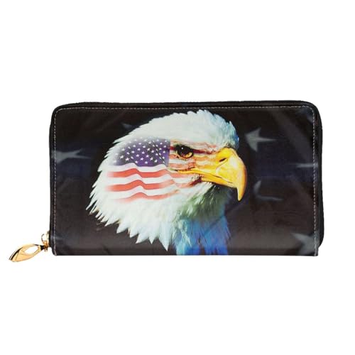 WYYDPPLK Luxuriöse Clutch aus Leder mit schottischem Druck, lang, durchgehend, doppelseitig, langlebig mit überlegener Speicherkapazität, Patriotischer Adler, Einheitsgröße von WYYDPPLK