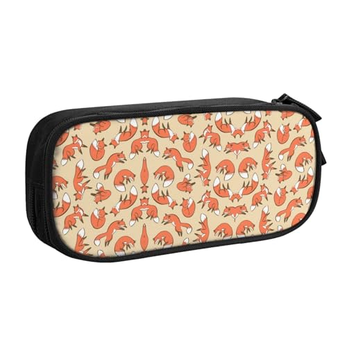 WYYDPPLK Many Foxes Federmäppchen mit Volldruck-Design – strapazierfähiges Federmäppchen aus Oxford-Stoff für Schule, Büro & Reisen – Multi Pocket Aufbewahrungstasche für Stifte, Make-up & Zubehör von WYYDPPLK