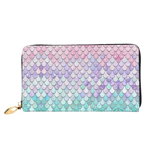 WYYDPPLK Meerjungfrau Rosa Lila Druck Deluxe Leder Lange Clutch Geldbörse - Volldruck, doppelseitig, langlebig mit überlegener Speicherkapazität von WYYDPPLK