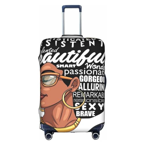 WYYDPPLK Melanin Afro Woman Kofferhülle mit doppelseitigem Musterdruck - Strapazierfähiger und elastischer Schutz für Reisen und Geschäftsreisen, weiß, XL von WYYDPPLK
