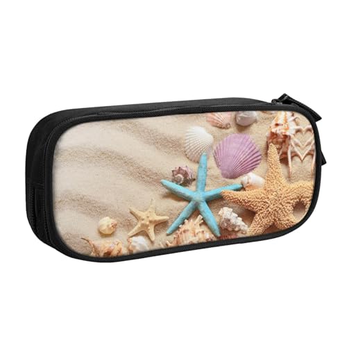 WYYDPPLK Muscheln Seestern Stifteetui mit Volldruck Design - Strapazierfähiges Oxford-Tuch Federmäppchen für Schule, Büro & Reisen - Multi Pocket Aufbewahrungstasche für Stifte, Make-up & Zubehör von WYYDPPLK