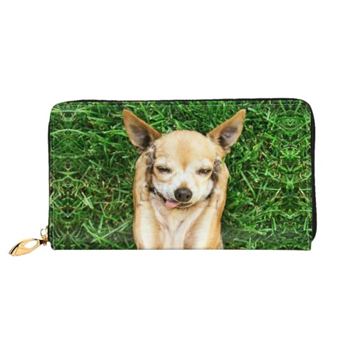 WYYDPPLK Naughty Pig Print Deluxe Leder Lange Clutch Geldbörse - Volldruck, doppelseitig, langlebig mit überlegener Speicherkapazität, Chihuahua, Einheitsgröße von WYYDPPLK