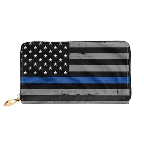 WYYDPPLK Niedliche Cartoon-Schaf-Druck Deluxe Leder lange Clutch Geldbörse - Volldruck, doppelseitig, langlebig mit überlegener Speicherkapazität, American Thin Blue Line Flagge, Einheitsgröße von WYYDPPLK