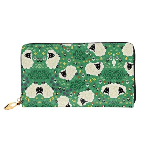 WYYDPPLK Niedliche Cartoon-Schaf-Druck Deluxe Leder lange Clutch Geldbörse - Volldruck, doppelseitig, langlebig mit überlegener Speicherkapazität, Niedliches Cartoon-Schaf., Einheitsgröße von WYYDPPLK