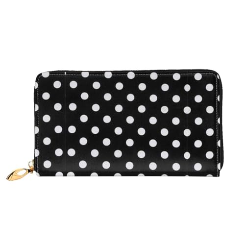 WYYDPPLK Niedliche Cartoon-Schaf-Druck Deluxe Leder lange Clutch Geldbörse - Volldruck, doppelseitig, langlebig mit überlegener Speicherkapazität, Schwarz & Weiß Big Dot, Einheitsgröße von WYYDPPLK