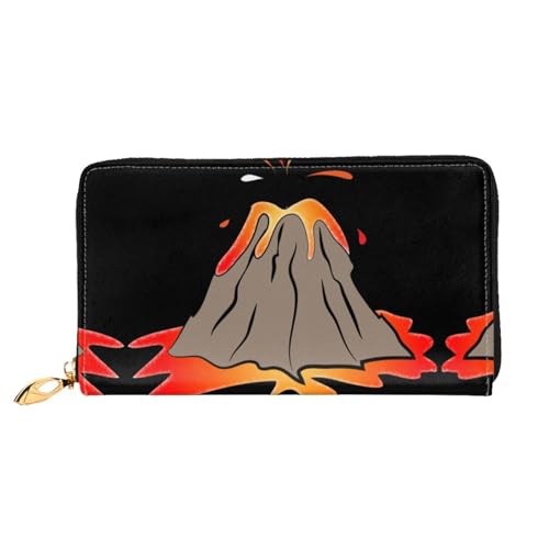 WYYDPPLK Niedliche Cartoon-Schaf-Druck Deluxe Leder lange Clutch Geldbörse - Volldruck, doppelseitig, langlebig mit überlegener Speicherkapazität, Vulkan, Einheitsgröße von WYYDPPLK