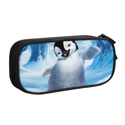 WYYDPPLK Niedliche Pinguine, die Bilder machen, Federmäppchen mit Volldruck-Design, strapazierfähiges Oxford-Tuch-Federmäppchen für Schule, Büro und Reisen, Aufbewahrungstasche mit mehreren Taschen von WYYDPPLK