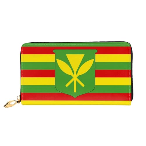 WYYDPPLK Niedlicher Hundeknochennapf mit Pfotenabdruck, Deluxe-Leder, lange Clutch-Geldbörse – Volldruck, doppelseitig, langlebig mit überlegener Speicherkapazität, Hawaiianische Flagge, Einheitsgröße von WYYDPPLK