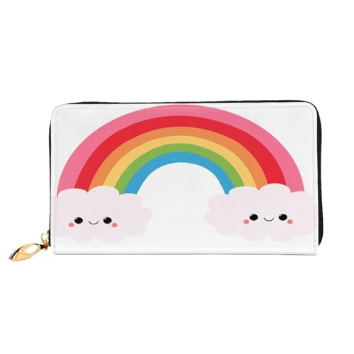 WYYDPPLK Niedlicher Hundeknochennapf mit Pfotenabdruck, Deluxe-Leder, lange Clutch-Geldbörse – Volldruck, doppelseitig, langlebig mit überlegener Speicherkapazität, Kleiner Regenbogen, Einheitsgröße von WYYDPPLK