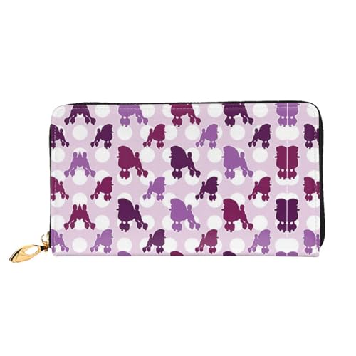 WYYDPPLK Pärchen Papageien Deluxe Leder Lange Clutch Geldbörse mit Olivendruck - Volldruck, doppelseitig, langlebig mit überlegener Speicherkapazität, Violett Pudel gepunktet, Einheitsgröße von WYYDPPLK