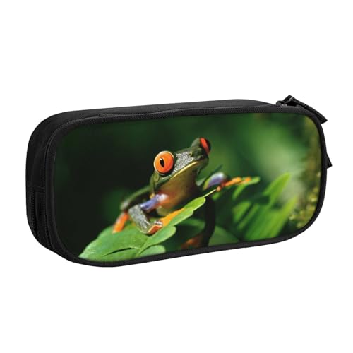 WYYDPPLK Peace Frog Tree Federmäppchen mit Volldruck-Design - Strapazierfähiges Oxford-Tuch-Federmäppchen für Schule, Büro & Reisen - Multi Pocket Aufbewahrungstasche für Stifte, Make-up & Zubehör von WYYDPPLK