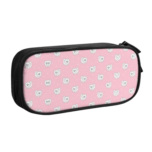 WYYDPPLK Pomeranians Puppies and Point Pencase with Full-Print Design - Durable Oxford Cloth Pencil Case for School, Office & Travel - Multi Pocket Storage Bag for Pens, Makeup & Accessories, Schwarz von WYYDPPLK