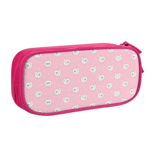 WYYDPPLK Pomeranians Puppies and Point Pencase with Full-Print Design - Durable Oxford Cloth Pencil Case for School, Office & Travel - Multi Pocket Storage Bag for Pens, Makeup & Accessories, rose von WYYDPPLK