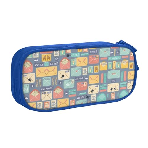 WYYDPPLK Postal Stationery Federmäppchen mit Volldruck-Design – Strapazierfähiges Oxford-Tuch Federmäppchen für Schule, Büro & Reisen – Multi Pocket Aufbewahrungstasche für Stifte, Make-up & Zubehör von WYYDPPLK