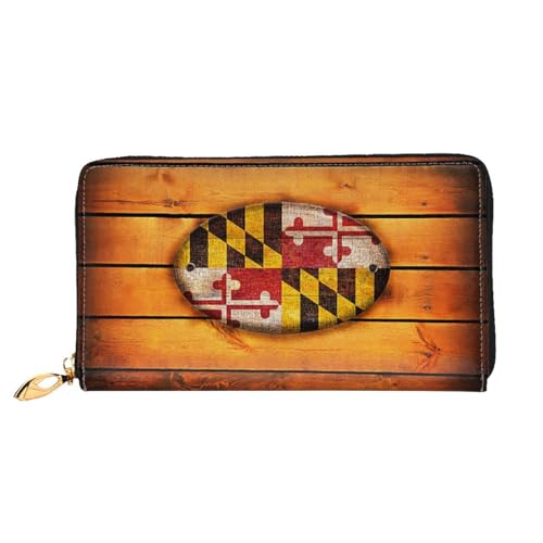 WYYDPPLK Postal Stationery Print Deluxe Leder lange Clutch Geldbörse – Volldruck, doppelseitig, langlebig mit überlegener Speicherkapazität, Flagge Maryland, Einheitsgröße von WYYDPPLK