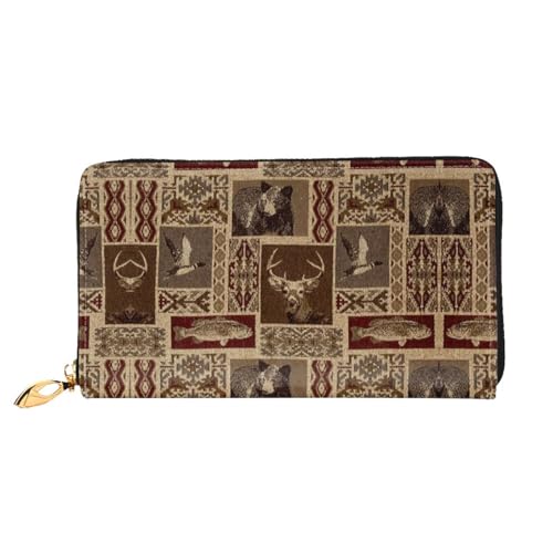 WYYDPPLK Rosa Giraffe Textur Print Deluxe Leder Lange Clutch Geldbörse - Volldruck, doppelseitig, langlebig mit überlegener Speicherkapazität, Bär, Hirsch, Einheitsgröße von WYYDPPLK