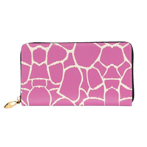 WYYDPPLK Rosa Giraffe Textur Print Deluxe Leder Lange Clutch Geldbörse - Volldruck, doppelseitig, langlebig mit überlegener Speicherkapazität, Textur Giraffe rosa, Einheitsgröße von WYYDPPLK