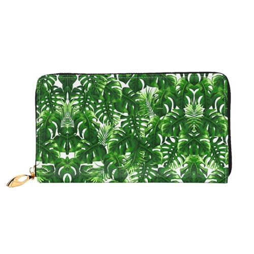 WYYDPPLK Sand Leopard Gecko Print Deluxe Leder Lange Clutch Geldbörse - Volldruck, doppelseitig, langlebig mit überlegener Speicherkapazität, Monstera Deliciosa Bananenpalme, Einheitsgröße von WYYDPPLK