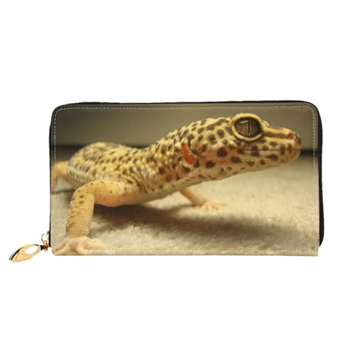 WYYDPPLK Sand Leopard Gecko Print Deluxe Leder Lange Clutch Geldbörse - Volldruck, doppelseitig, langlebig mit überlegener Speicherkapazität, Sand Leopard Gecko, Einheitsgröße von WYYDPPLK