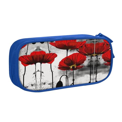 WYYDPPLK Schönes Federmäppchen mit Mohnblumen-Motiv, Volldruck-Design, strapazierfähiges Oxford-Tuch, Federmäppchen für Schule, Büro und Reisen, Aufbewahrungstasche mit mehreren Fächern für Stifte von WYYDPPLK