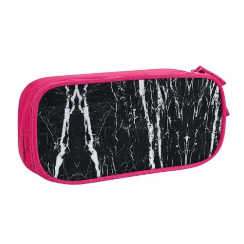 WYYDPPLK Schwarze und weiße Marmor-Federmäppchen mit Volldruck-Design, strapazierfähiges Oxford-Tuch, Federmäppchen für Schule, Büro und Reisen, Aufbewahrungstasche mit mehreren Fächern für Stifte von WYYDPPLK