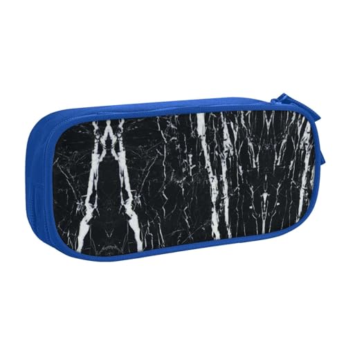 WYYDPPLK Schwarze und weiße Marmor-Federmäppchen mit Volldruck-Design, strapazierfähiges Oxford-Tuch, Federmäppchen für Schule, Büro und Reisen, Aufbewahrungstasche mit mehreren Fächern für Stifte von WYYDPPLK