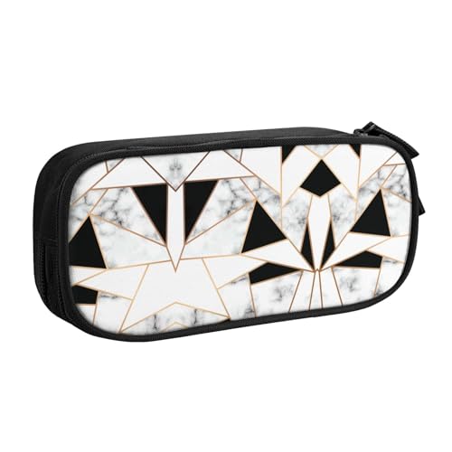 WYYDPPLK Schwarze und weiße Marmor-Textur-Federmäppchen mit Volldruck-Design, strapazierfähiges Oxford-Tuch, Federmäppchen für Schule, Büro und Reisen, Aufbewahrungstasche mit mehreren Fächern für von WYYDPPLK