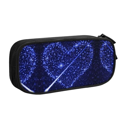 WYYDPPLK Shooting Star Heart Pencase with Full-Print Design - Durable Oxford Cloth Pencil Case for School, Office & Travel - Multi Pocket Storage Bag for Pens, Makeup & Accessories, Schwarz von WYYDPPLK