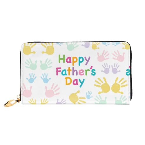 WYYDPPLK Stars and Happy Fathers Day Print Deluxe Leather Long Clutch Wallet - Full-Print, Double-Sided, Durable with Superior Storage Capacity, Hand and Happy Fathers Day, Einheitsgröße von WYYDPPLK